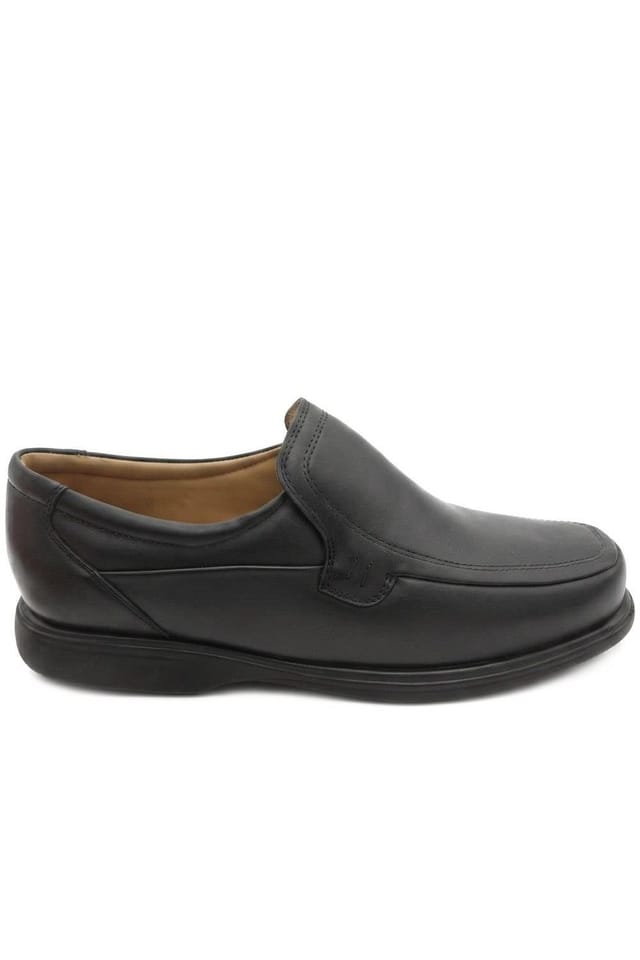 Pavers Pavers Men's Wide Fit Smart Leather Slip On Shoes in Black - 2
