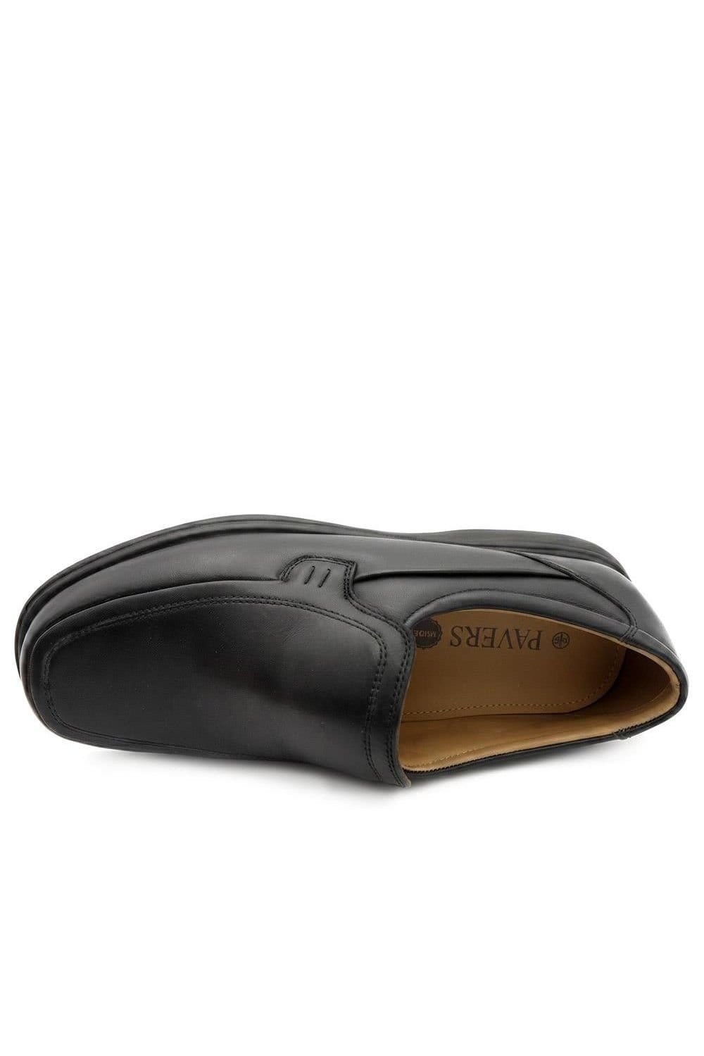 Pavers Pavers Men's Wide Fit Smart Leather Slip On Shoes in Black - 4