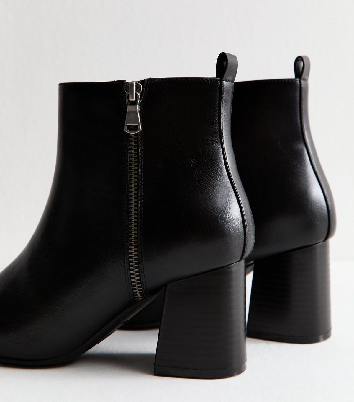 New Look Women's Extra Wide Fit Black Faux Leather Double Zip Heeled Ankle Boots Vegan New Look - 4