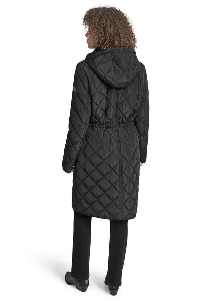 DKNY DKNY Women's Quilted Long Nylon Jacket Black - 2