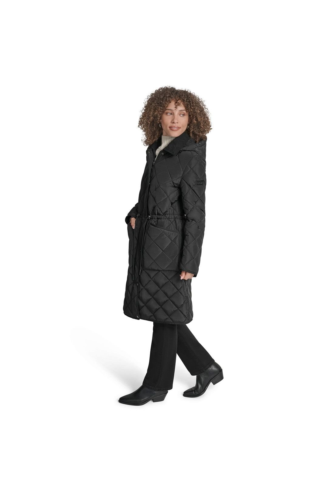DKNY DKNY Women's Quilted Long Nylon Jacket Black - 3