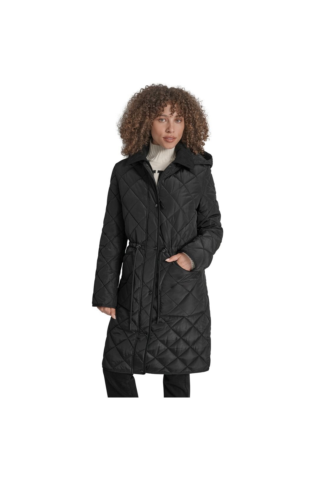 DKNY DKNY Women's Quilted Long Nylon Jacket Black - 4