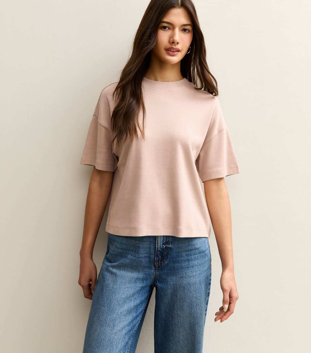 New Look Women's Premium Mink Heavyweight Cotton Boxy Fit T-Shirt New Look