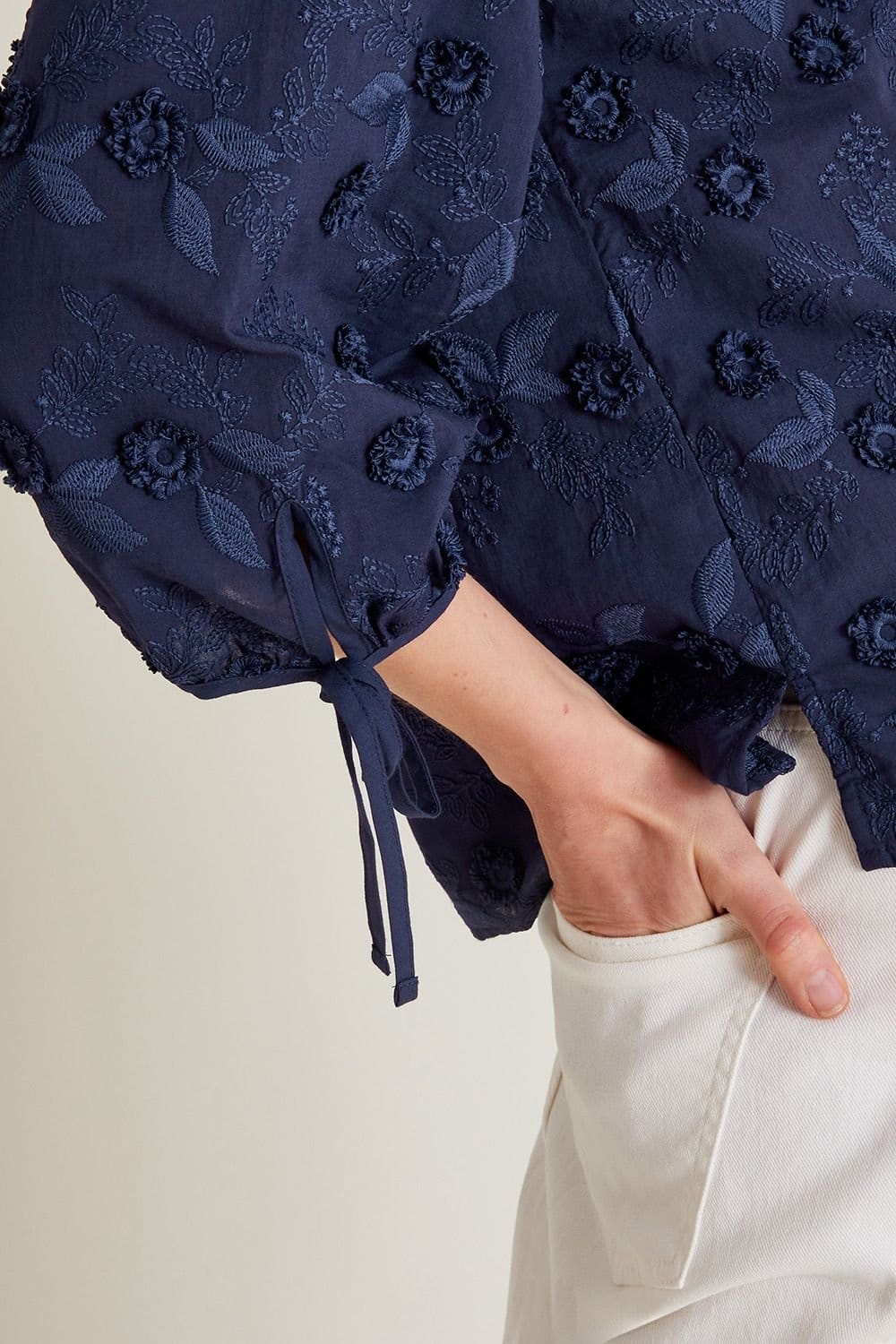 Monsoon Monsoon Women's Ivy Floral Embroidered Blouse in Blue - 4