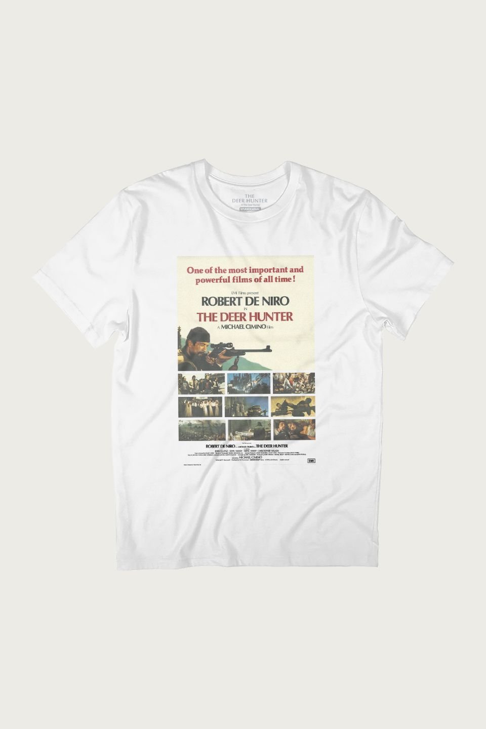 The Deer Hunter The Deer Hunter Men's Cinematic Montage Poster T-Shirt in White - 2