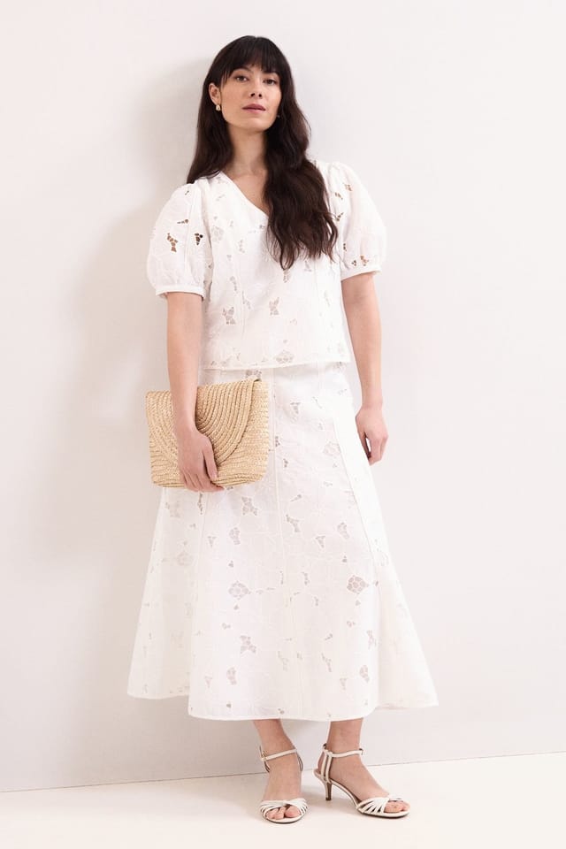 Phase Eight Phase Eight Women's Marina Lace Midi Skirt in White - 3
