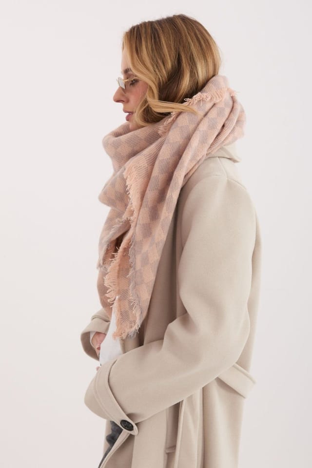 Love Lace Love Lace Women's Geometric Viscose Wool Scarf Shawl with Soft Fringes Wrap in Pink - 2