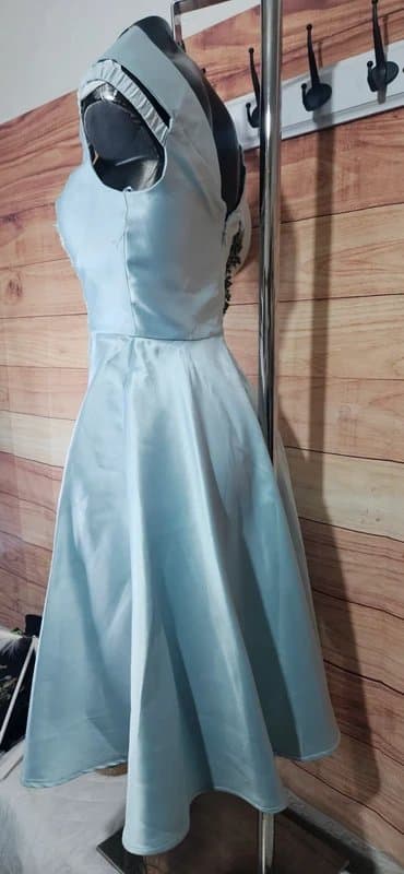 Quiz Bnwt blue bardot embroidered satin occasions dress size 6
