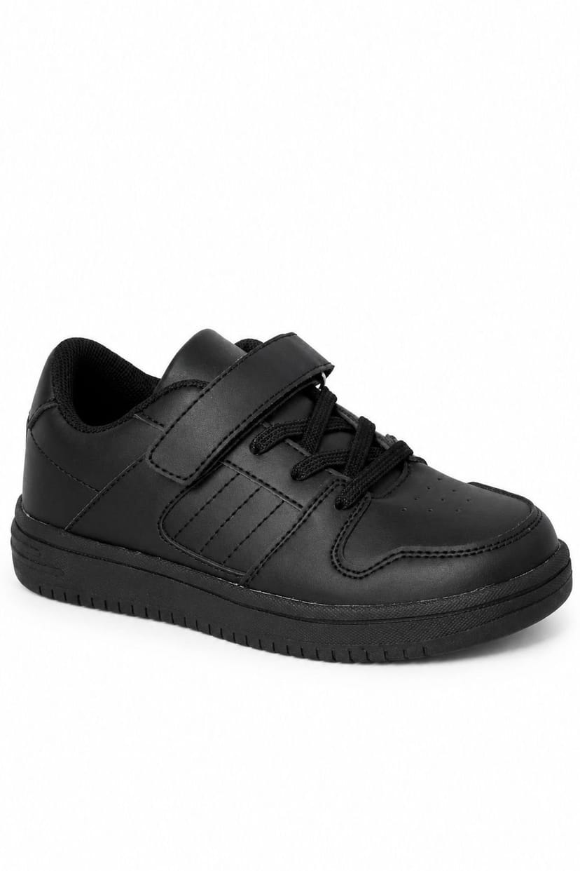 Spot On Spot On Men's Touch Fastening Lace Detail School Trainers in Jet Black - 1