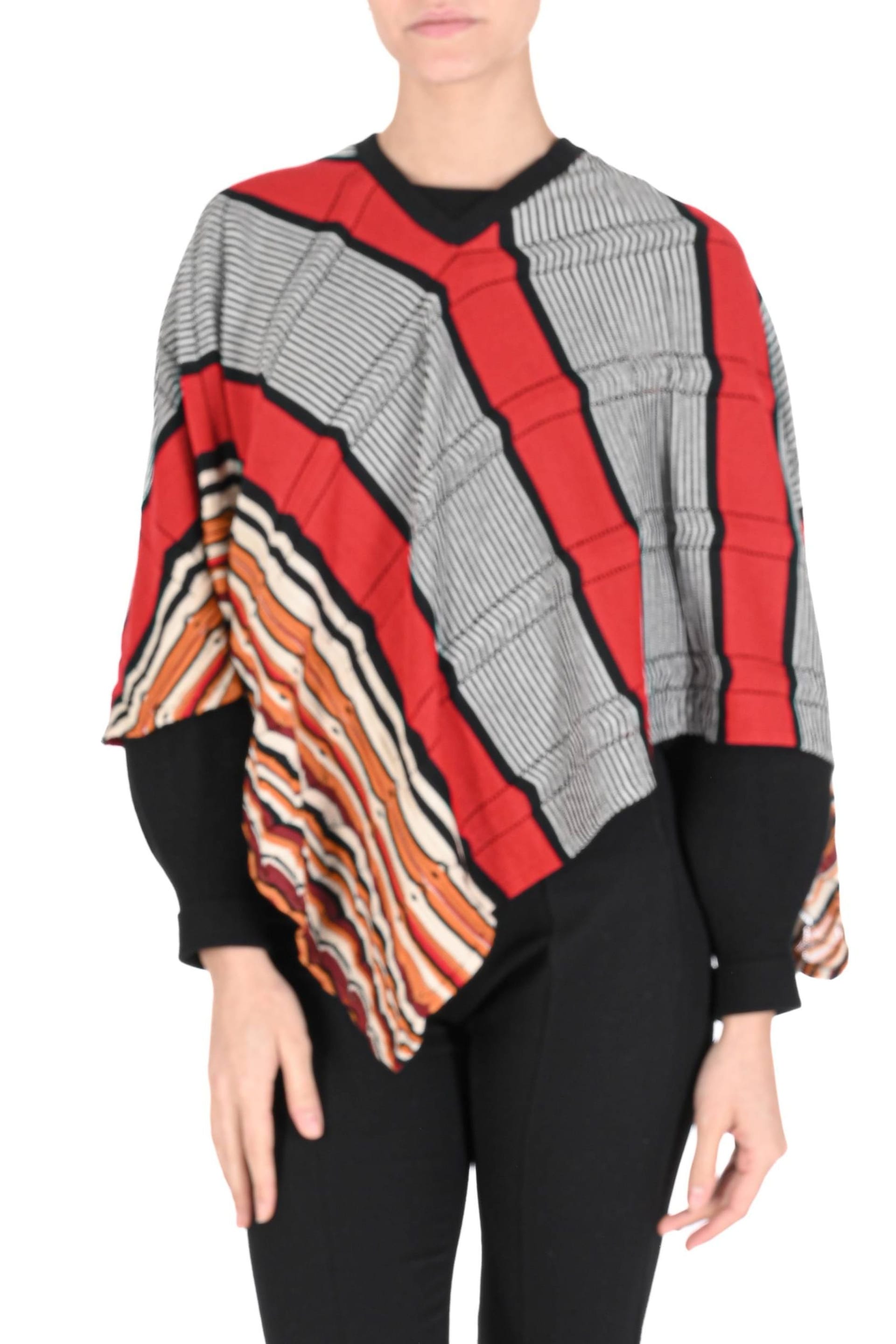 Missoni Women's Red Striped Poncho Sweater
