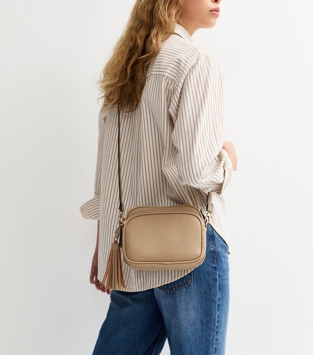 New Look Mink Faux Leather Tassel Charm Camera Bag New Look - 2