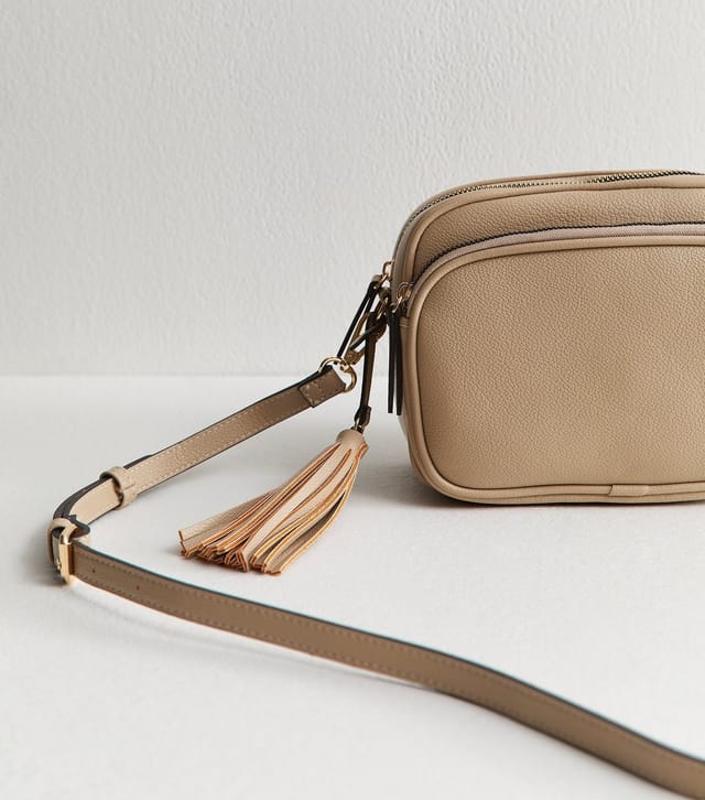 New Look Mink Faux Leather Tassel Charm Camera Bag New Look - 3