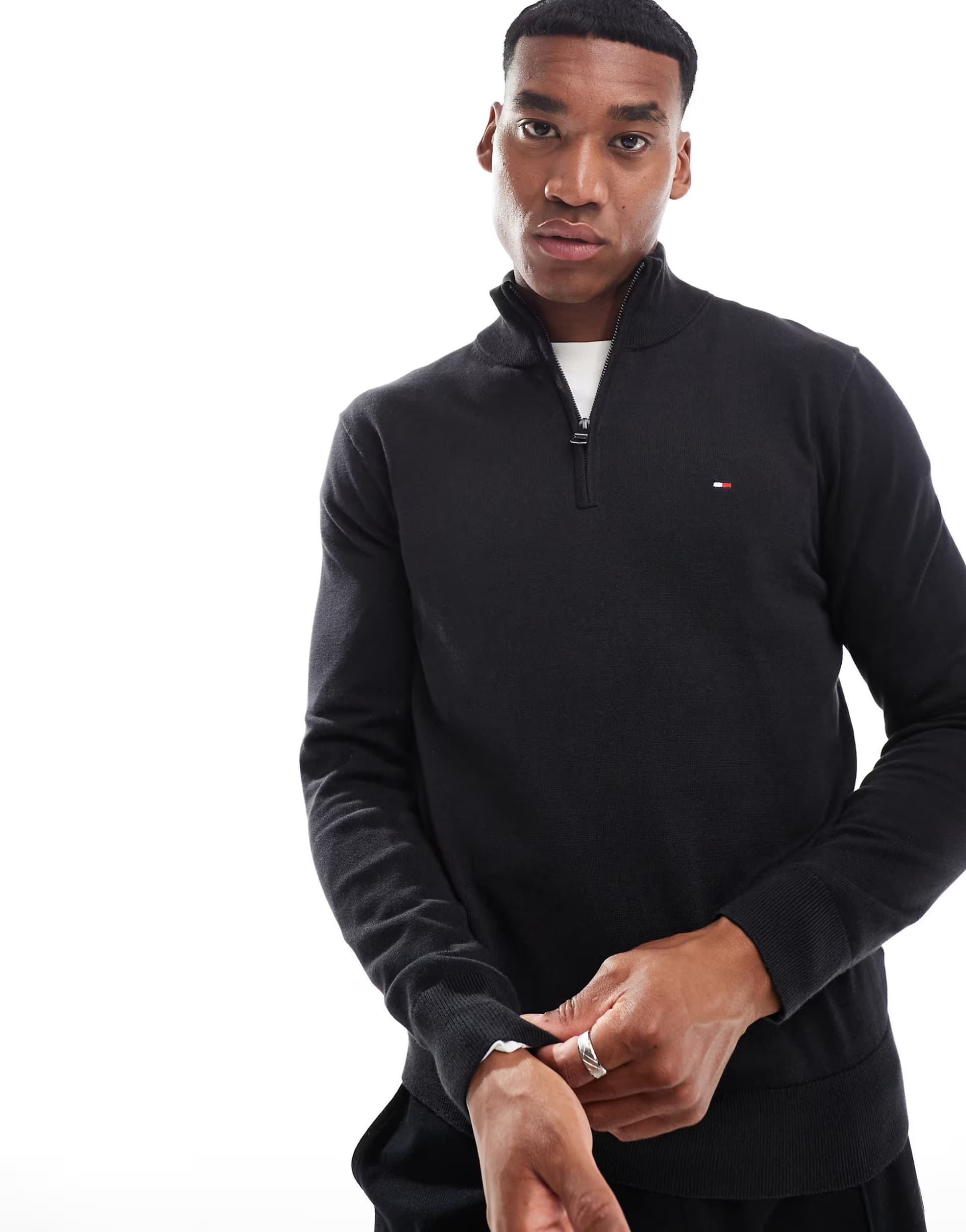 ASOS Tommy Hilfiger essential half zip jumper in black