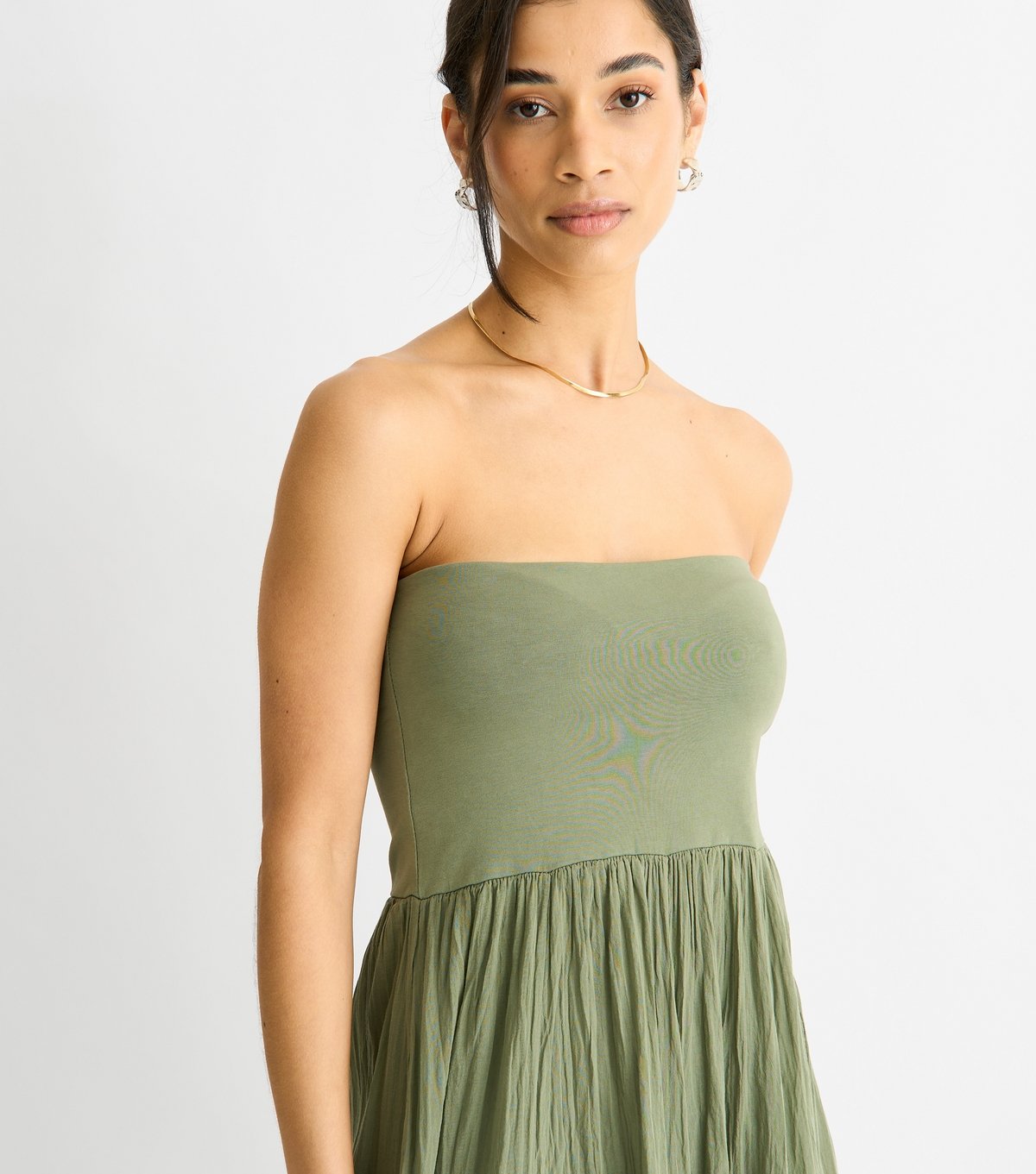 Gini London Women's Khaki Maxi Skater Skirt Multiway Dress Gini London New Look - 2