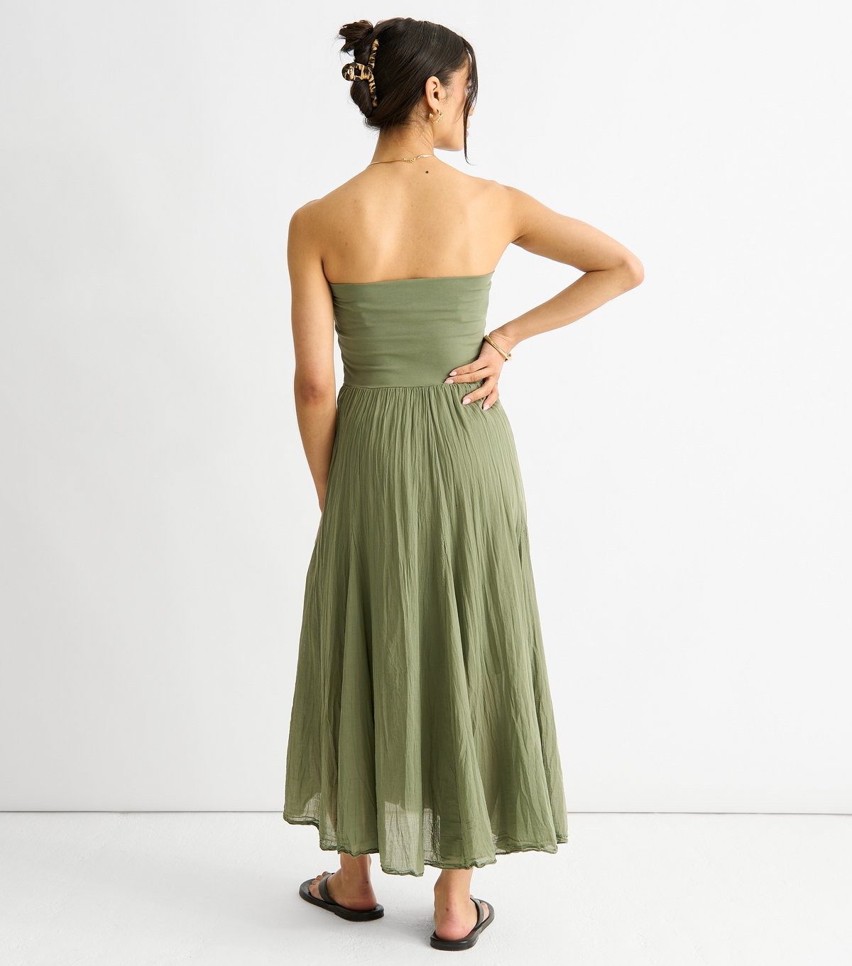 Gini London Women's Khaki Maxi Skater Skirt Multiway Dress Gini London New Look - 3