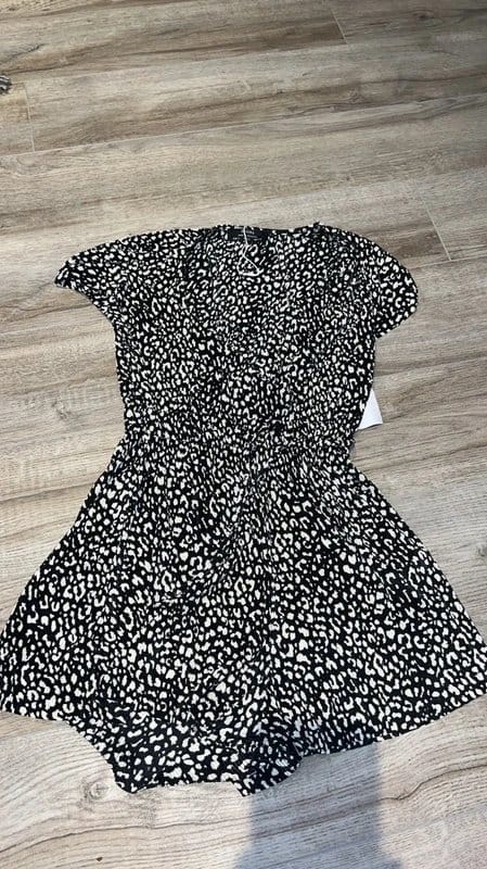 Bershka Black & White Animal Print Jumpsuit with Shorts