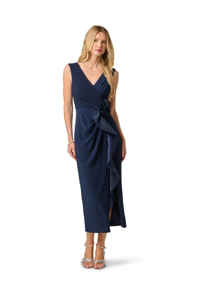 Adrianna Papell Adrianna Papell Women's Jersey Combo Ankle Dress in Navy - 2