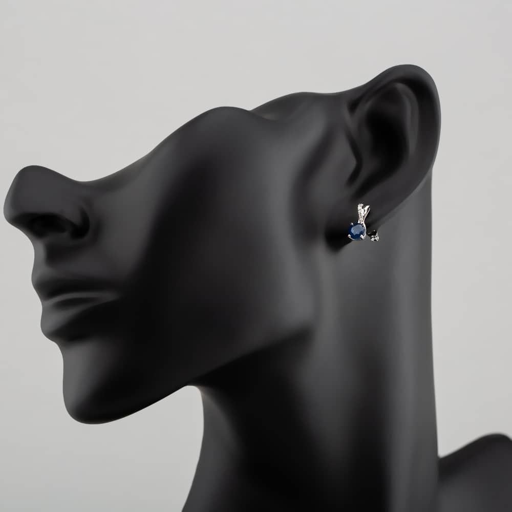 T.H.Baker T.H.Baker Women's 9ct White Gold Sapphire & Diamond Crossover Stud Earrings OJE1703-BS in Silver - 4