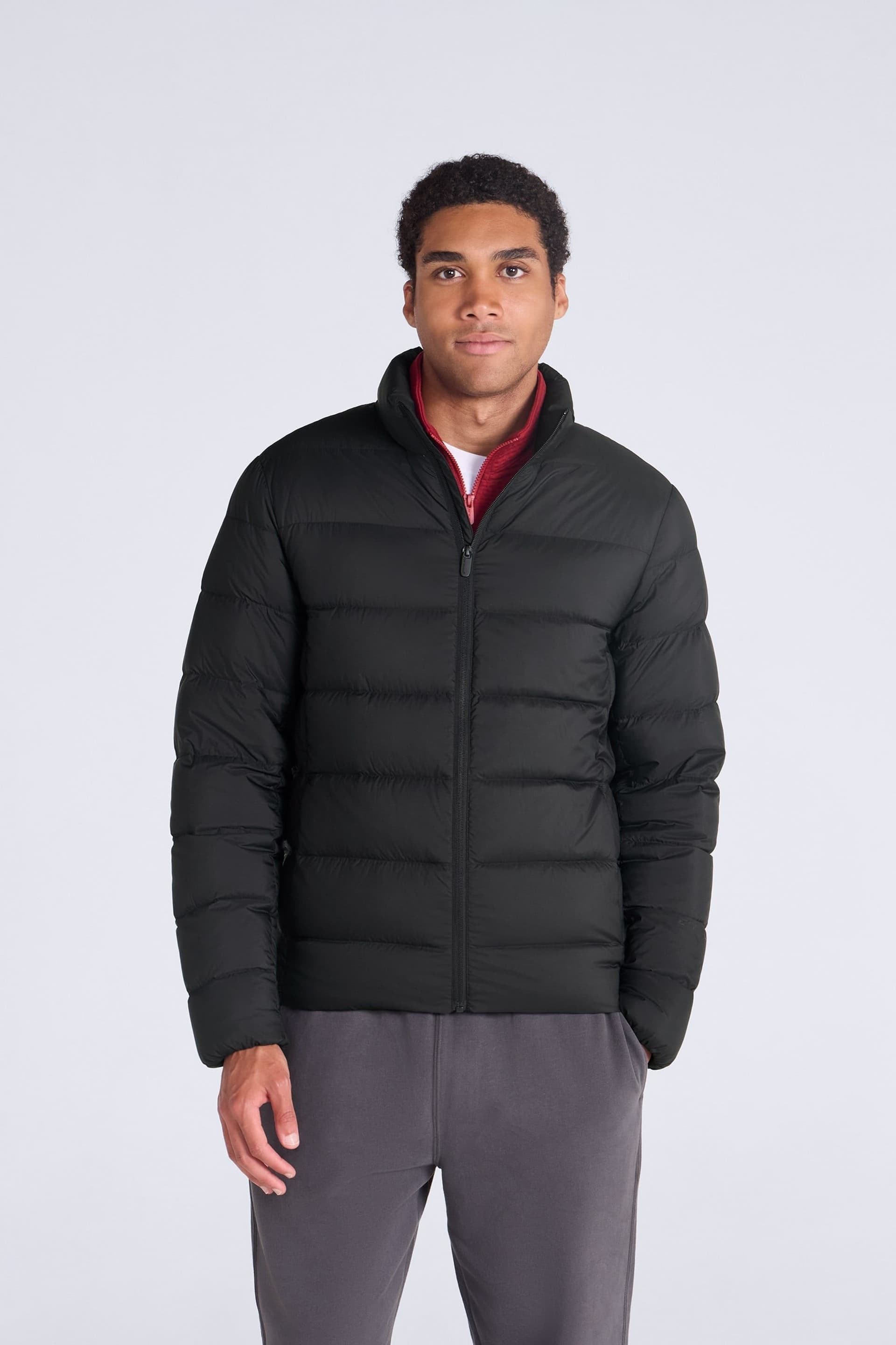 Animal Animal Men's Lightweight Water Resistant Packable Warm Hooded Puffer Down Jacket in Jet Black