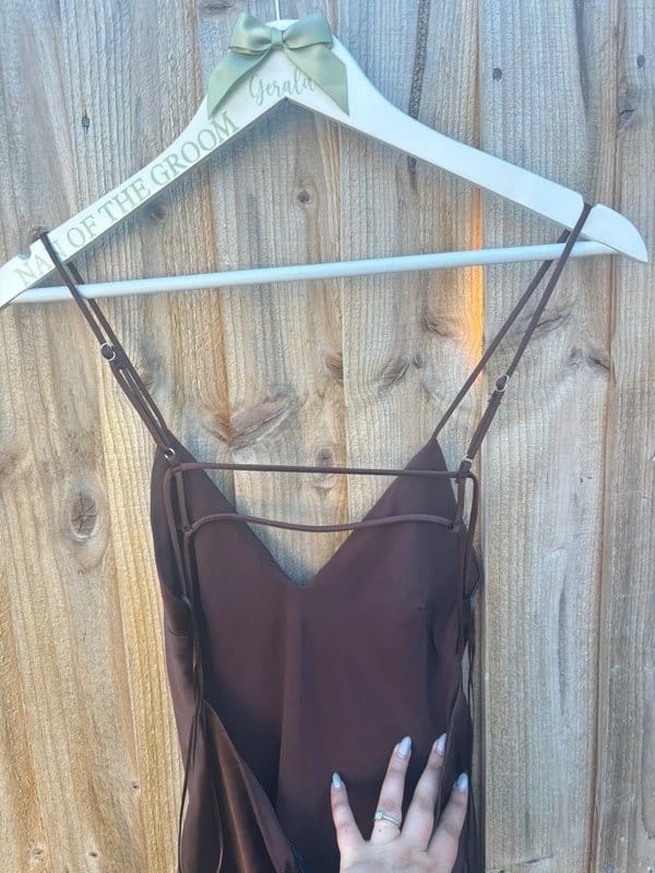Zara Brown Satin Strapless Midi Dress