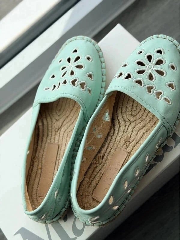 ASOS Design ASOS Design Juice Espadrilles Cut Out Floral Detail Mint UK 6 - 1