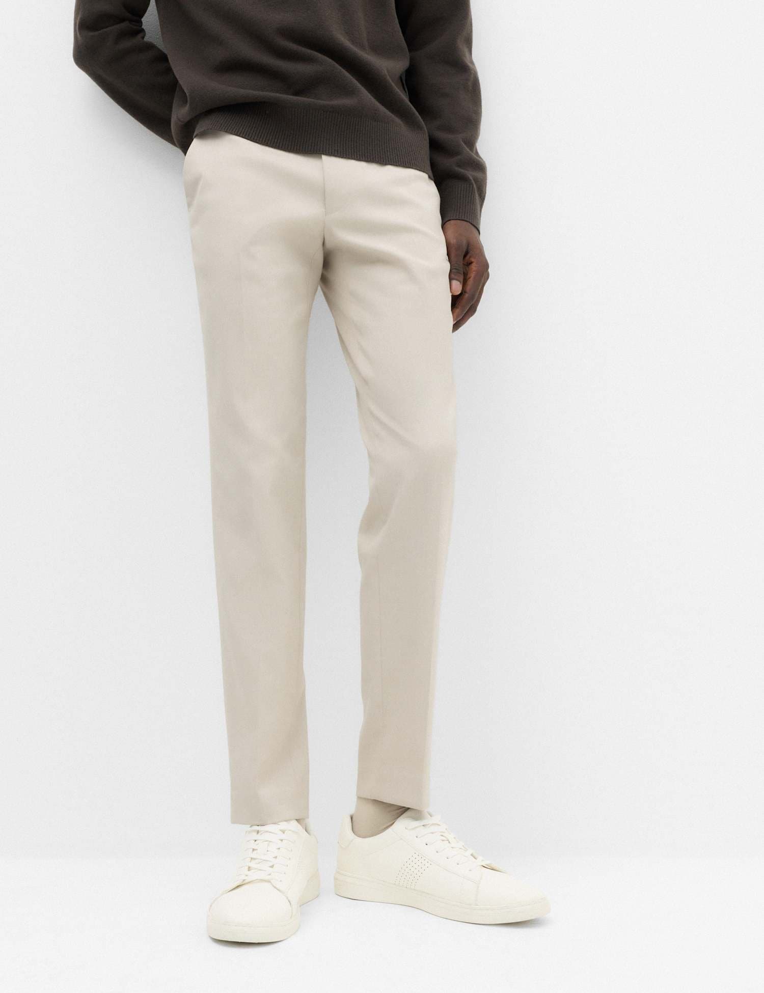Marks & Spencer M&S Tapered Fit Elasticated Trousers Putty