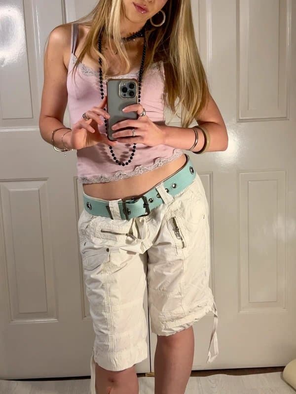 Vintage Dressing 90s white cargo capris
