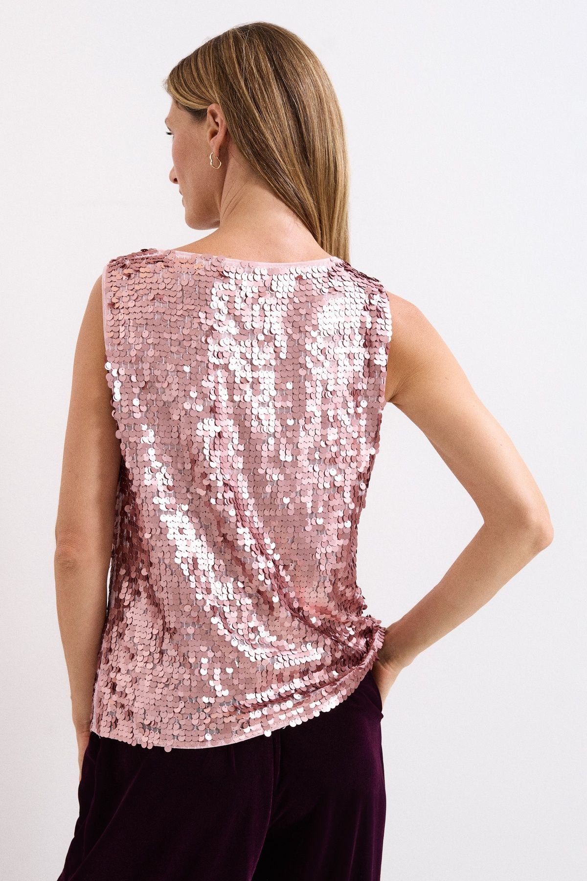 Phase Eight Phase Eight Women's Tasha Sequin Top in Dusty Pink - 4