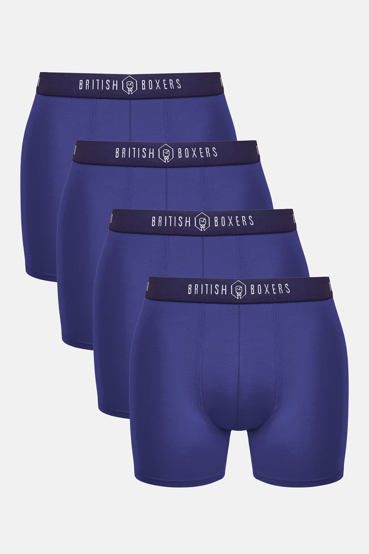 British Boxers British Boxers Men's Pack of Four "Navy" Bamboo Stretch Trunks in Dark Navy - 4