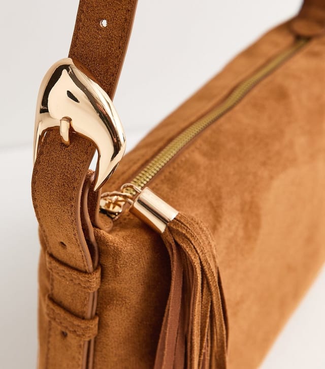 New Look Camel Faux Suede Slouchy Crossbody Bag New Look - 3