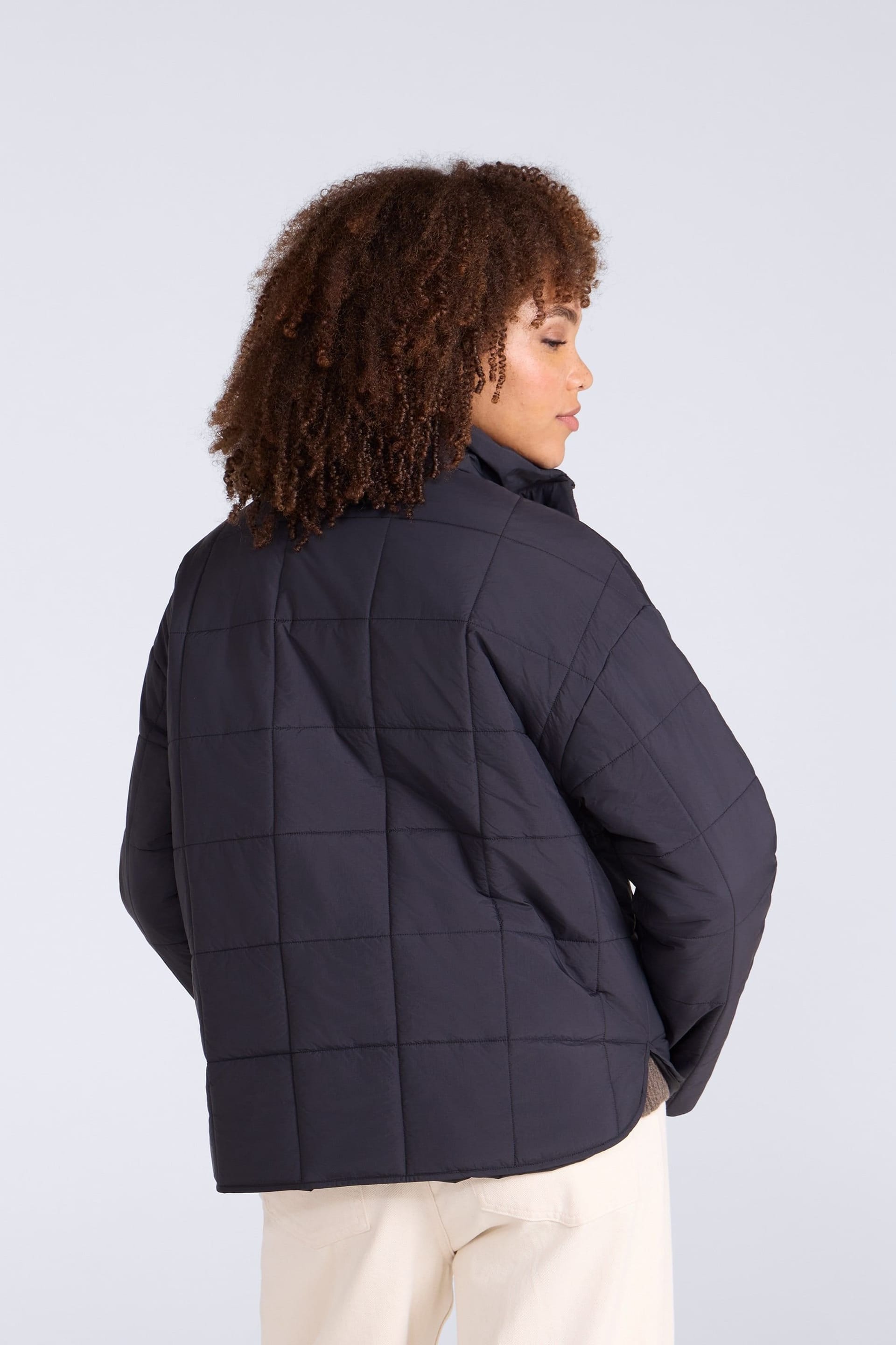 Animal Animal Women's 'Nina' Lightweight Water Resistant Grid Quilt Padded Outdoor Jacket in Black - 4