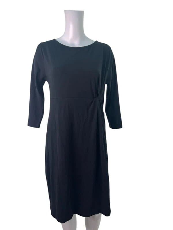 Mama Licious Mama-licious Shift Dress Size Large Black Cotton Ruched Womens NEW EU44 RRP £25