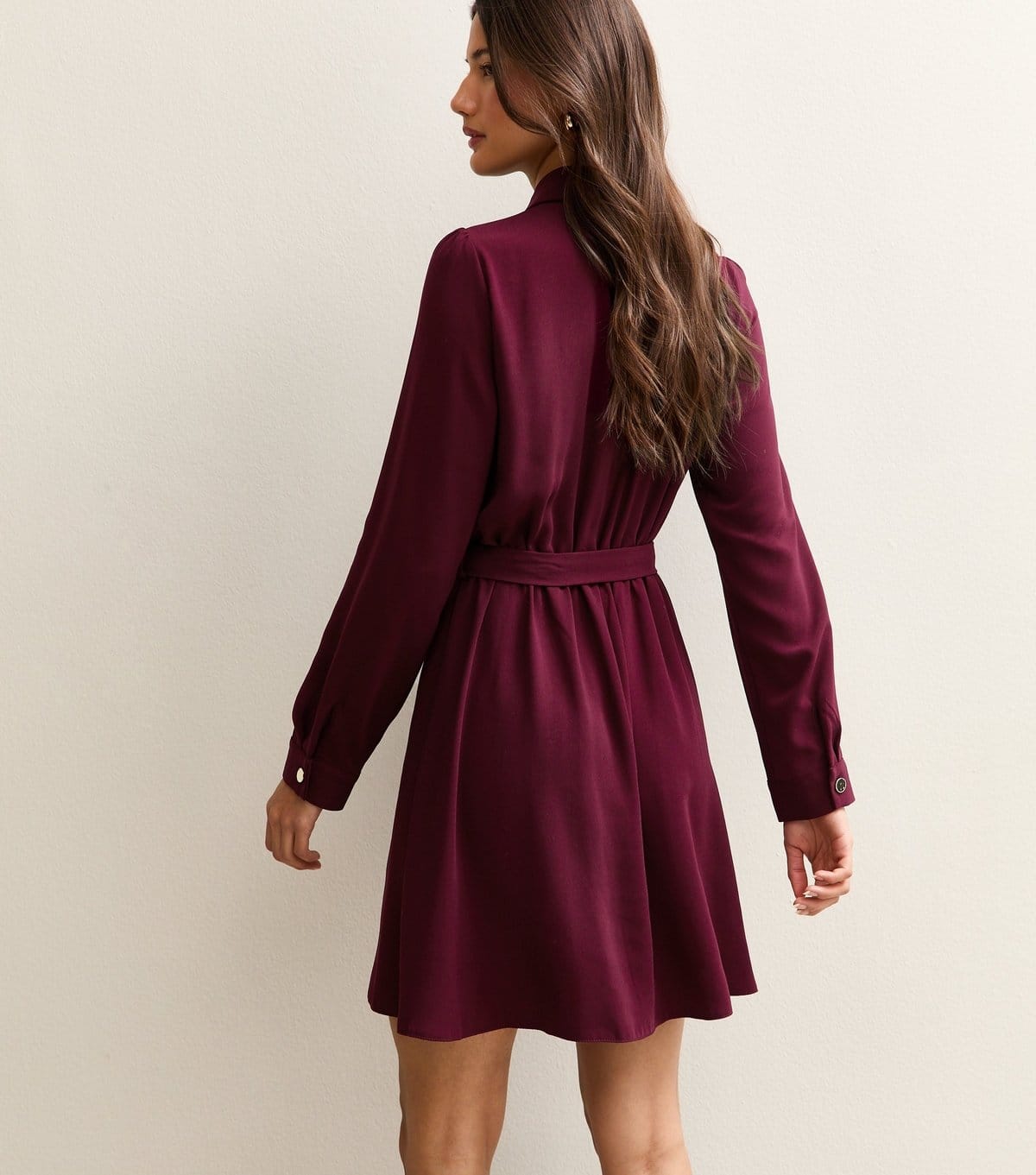 New Look Women's Dark Burgundy Belted Shirt Dress New Look - 4