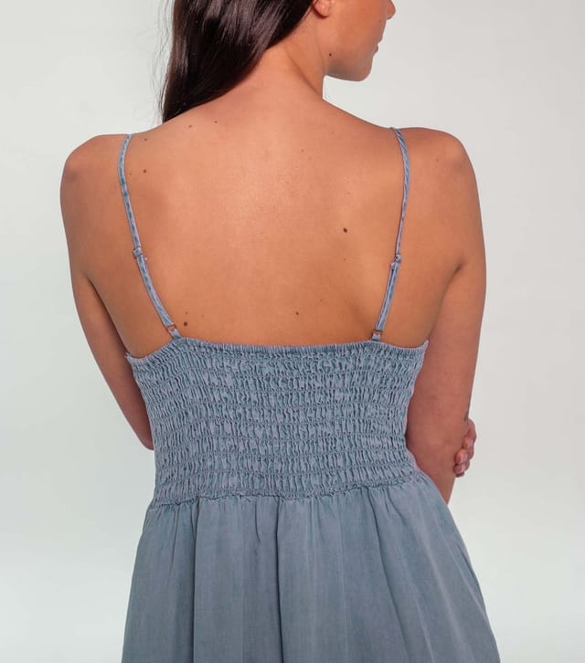 Sunshine Soul Women's Light Blue Chambray Button Front Cami Midi Dress Sunshine Soul New Look - 3