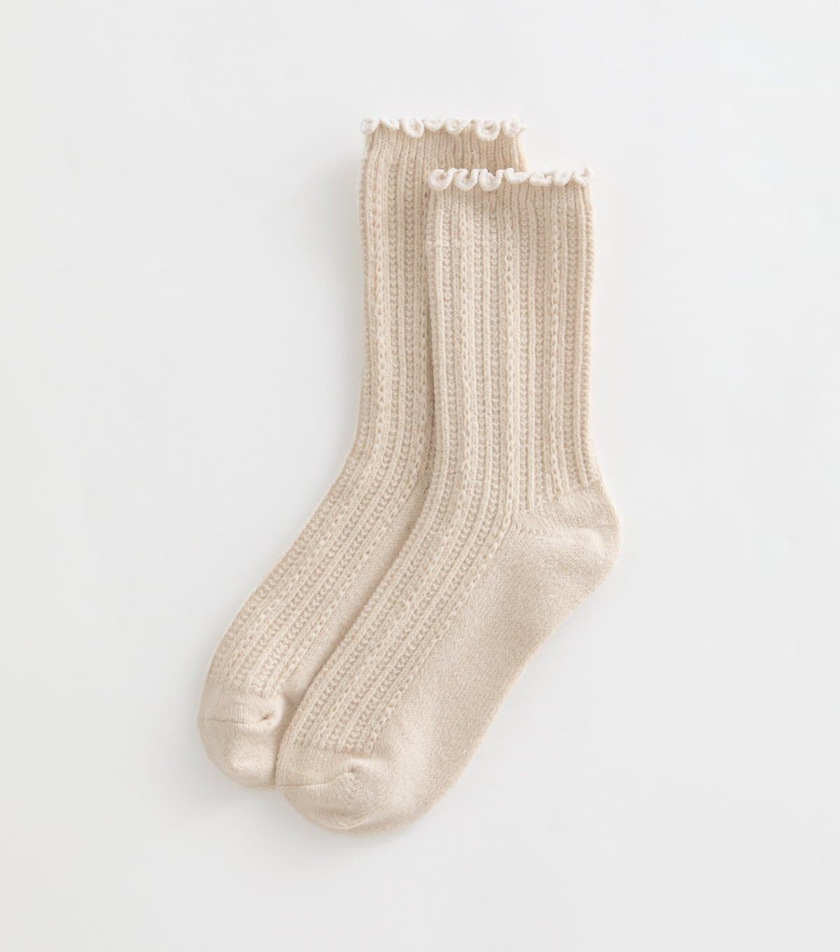 New Look Cream Frill Trim Textured Rib Ankle Socks New Look
