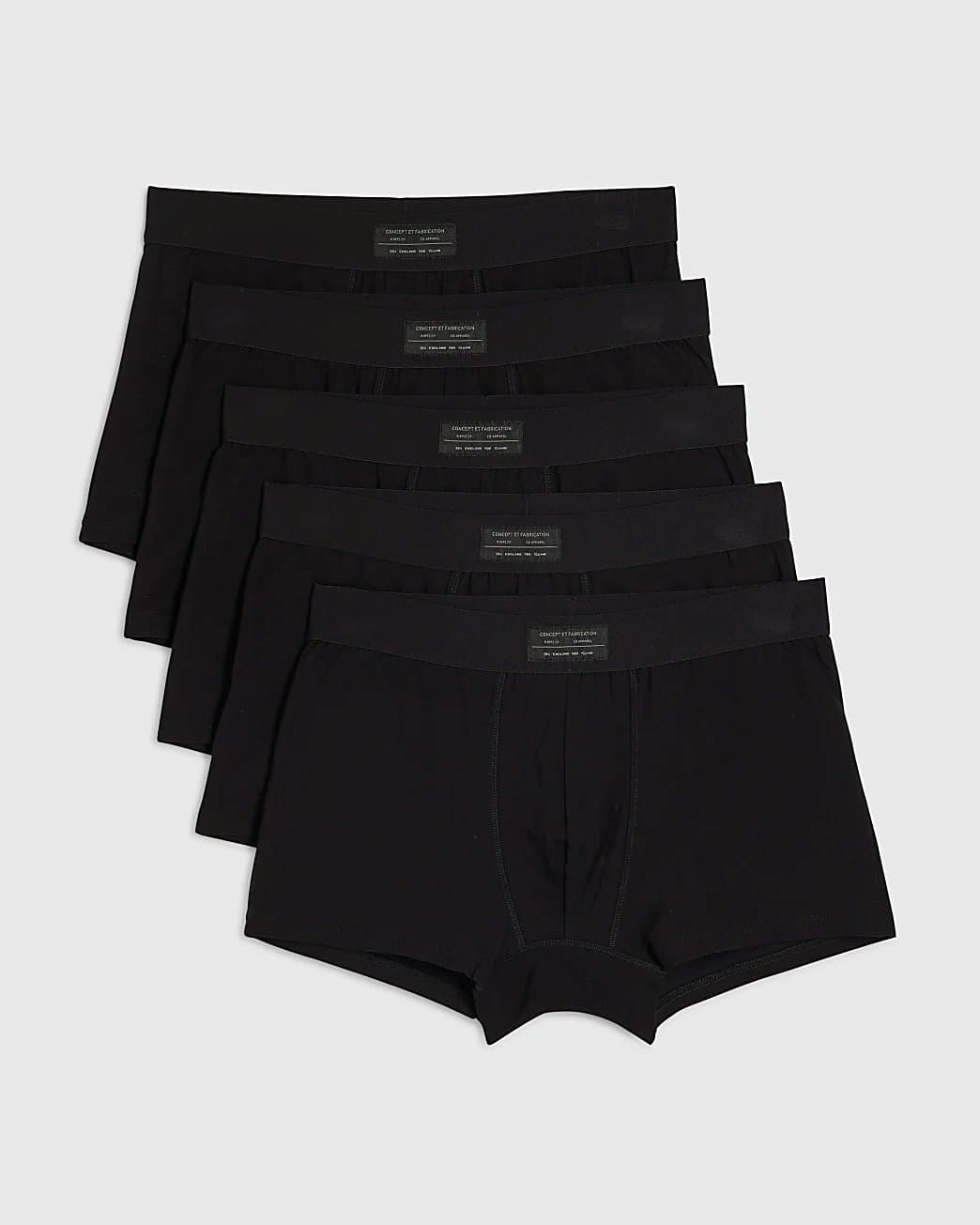 River Island Mens River Island Black Woven Pack Of 5 Trunks