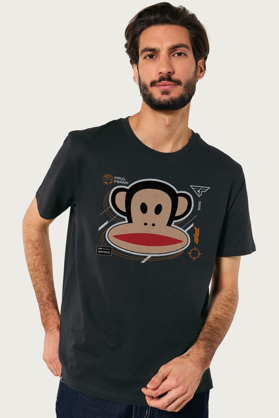 Paul Frank Paul Frank Men's PF Gaming Julius The Monkey Retro 1995 T-Shirt in Black - 1