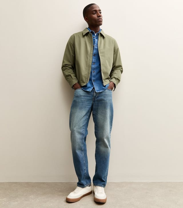 New Look Men's Light Khaki Regular Zip Up Collared Jacket New Look - 3