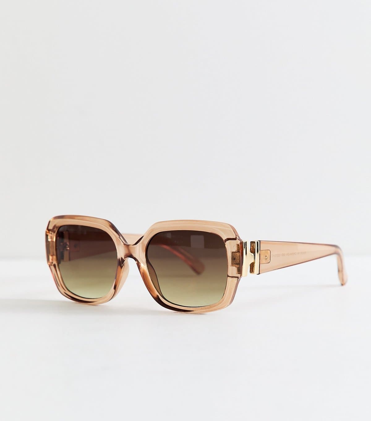 New Look Light Brown Round Square Frame Temple Detail Sunglasses New Look