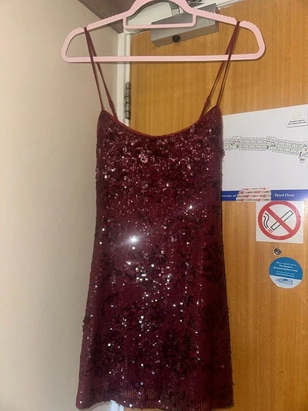 Bershka Bershka Burgundy Sequin Mini Dress - Size Small