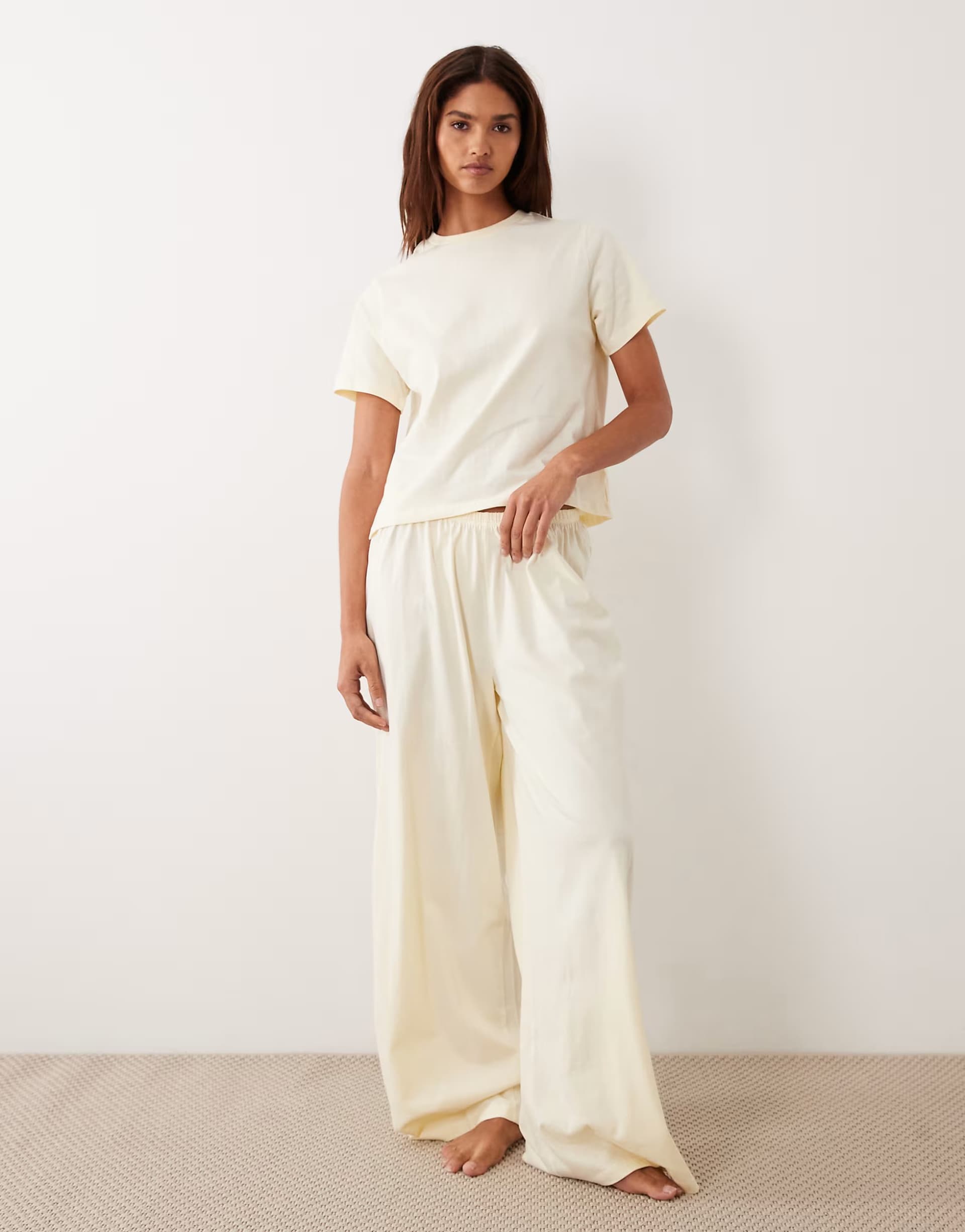 ASOS ASOS DESIGN mix & match cotton pyjama trouser in buttermilk