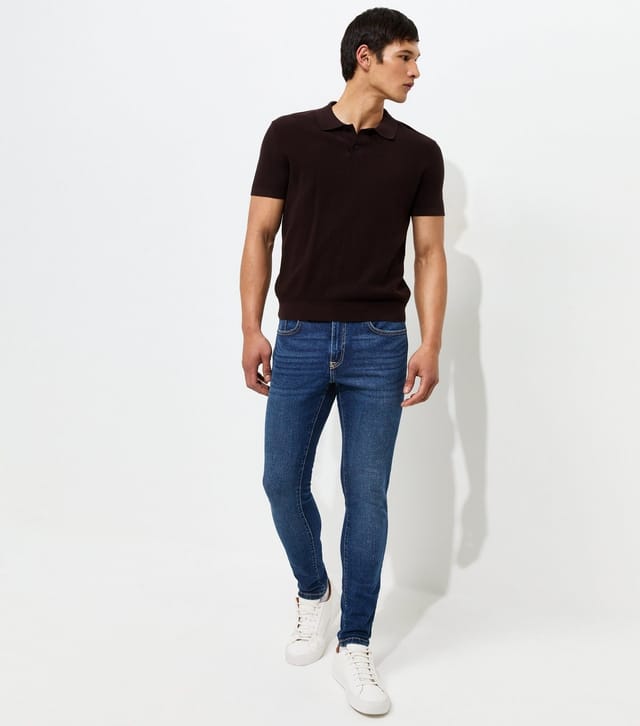New Look Men's Dark Blue Cotton Rich Skinny Fit Jeans New Look - 2