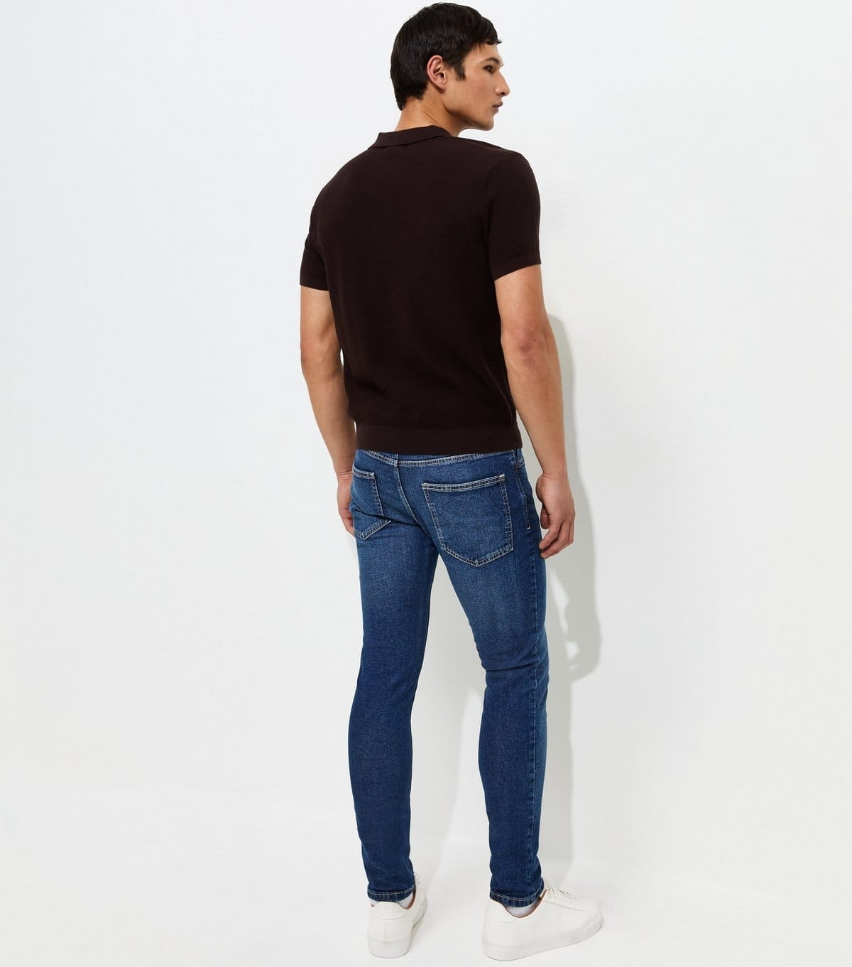 New Look Men's Dark Blue Cotton Rich Skinny Fit Jeans New Look - 4
