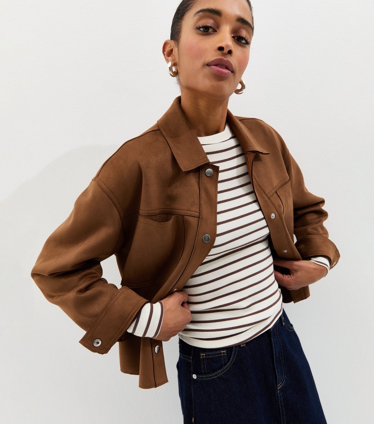 New Look Women's Tan Faux Suede Boxy Shacket New Look - 3