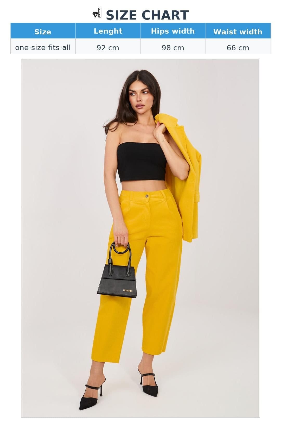 Love Lace Love Lace Women's Carrot High Waist Corduroy Trousers in Yellow - 4