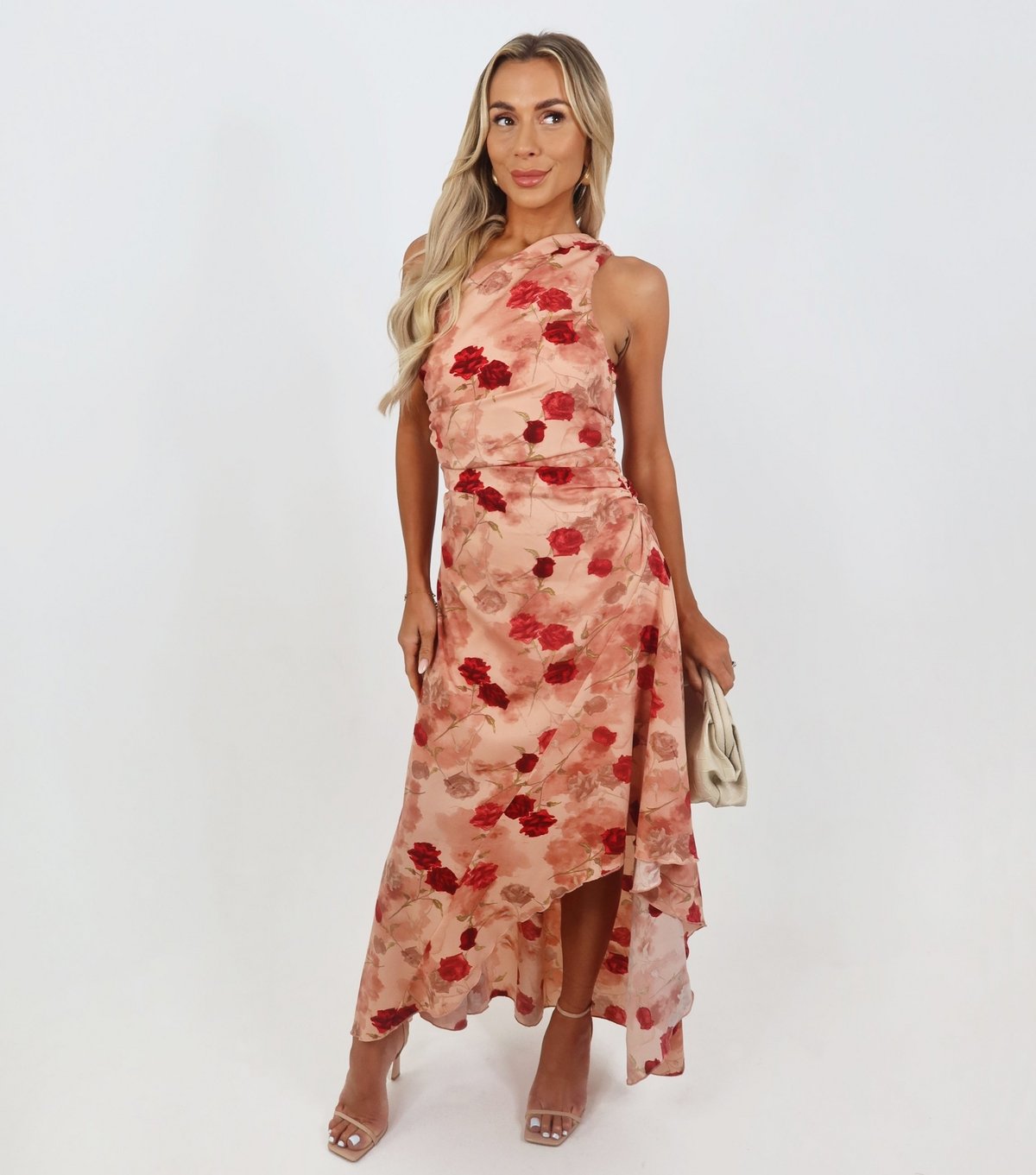 AX Paris Women's Pink Rose Print One Shoulder Midi Dress AX Paris New Look - 2