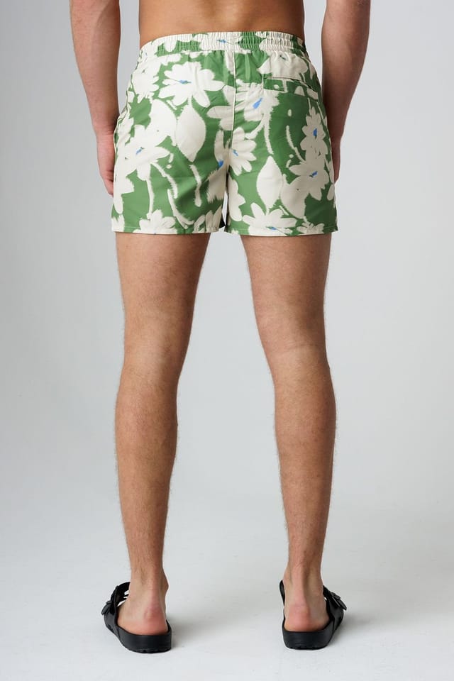 Influence Influence Men's Elasticated Floral Print Swim Shorts in Light Green - 2