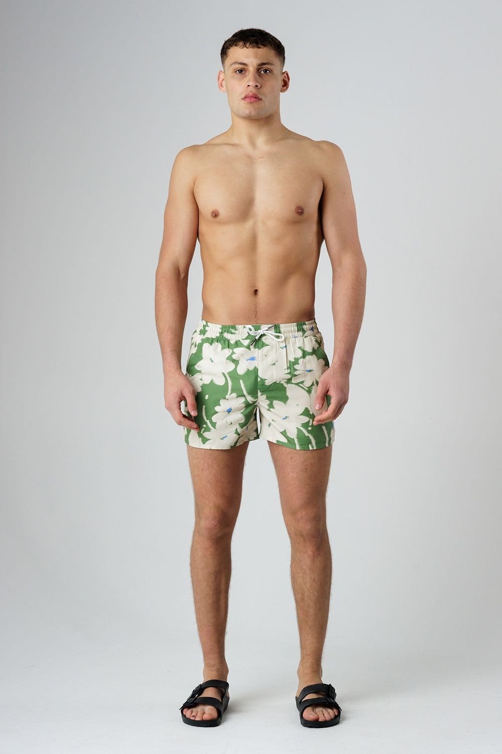 Influence Influence Men's Elasticated Floral Print Swim Shorts in Light Green - 4