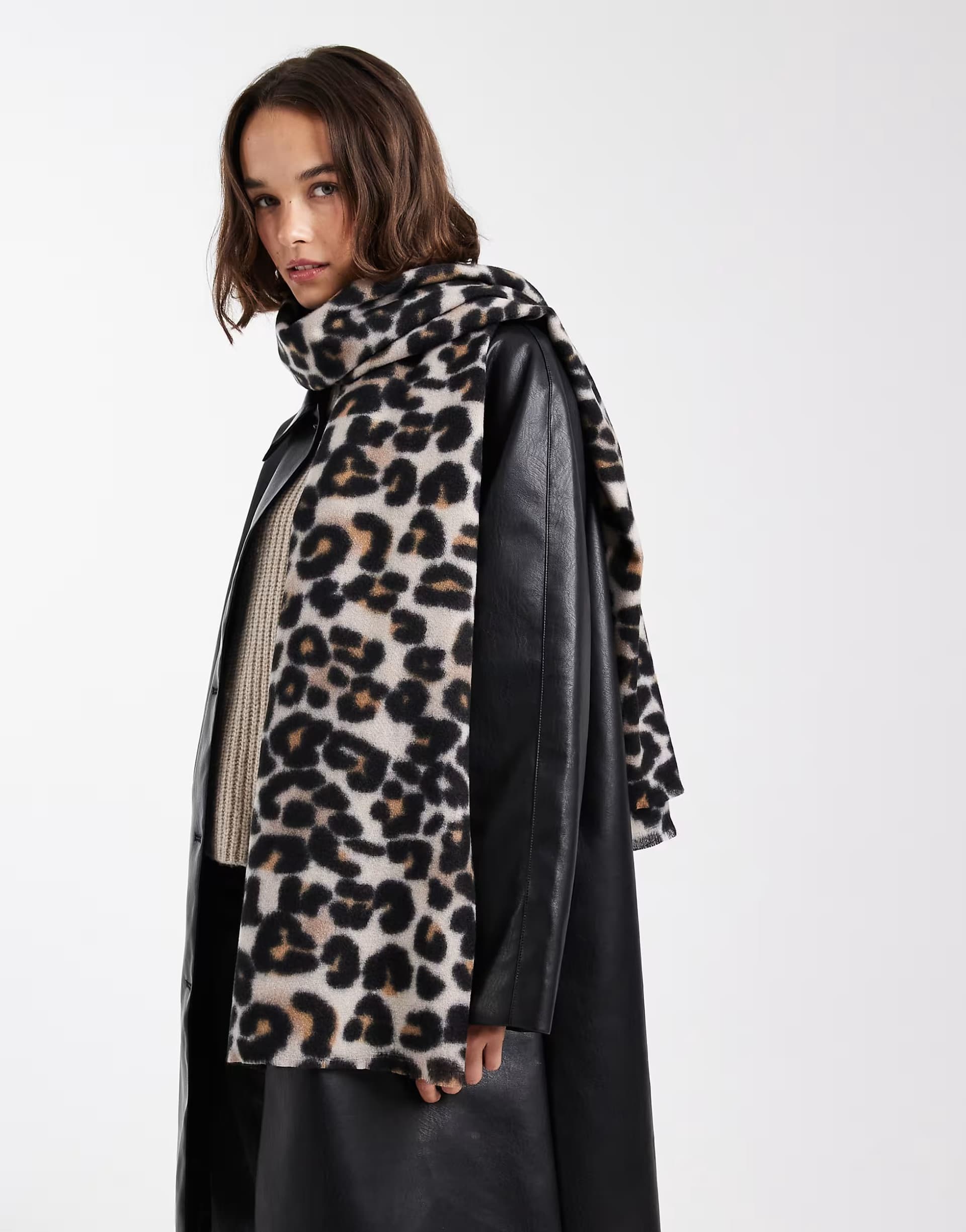 ASOS Pieces long scarf in leopard print