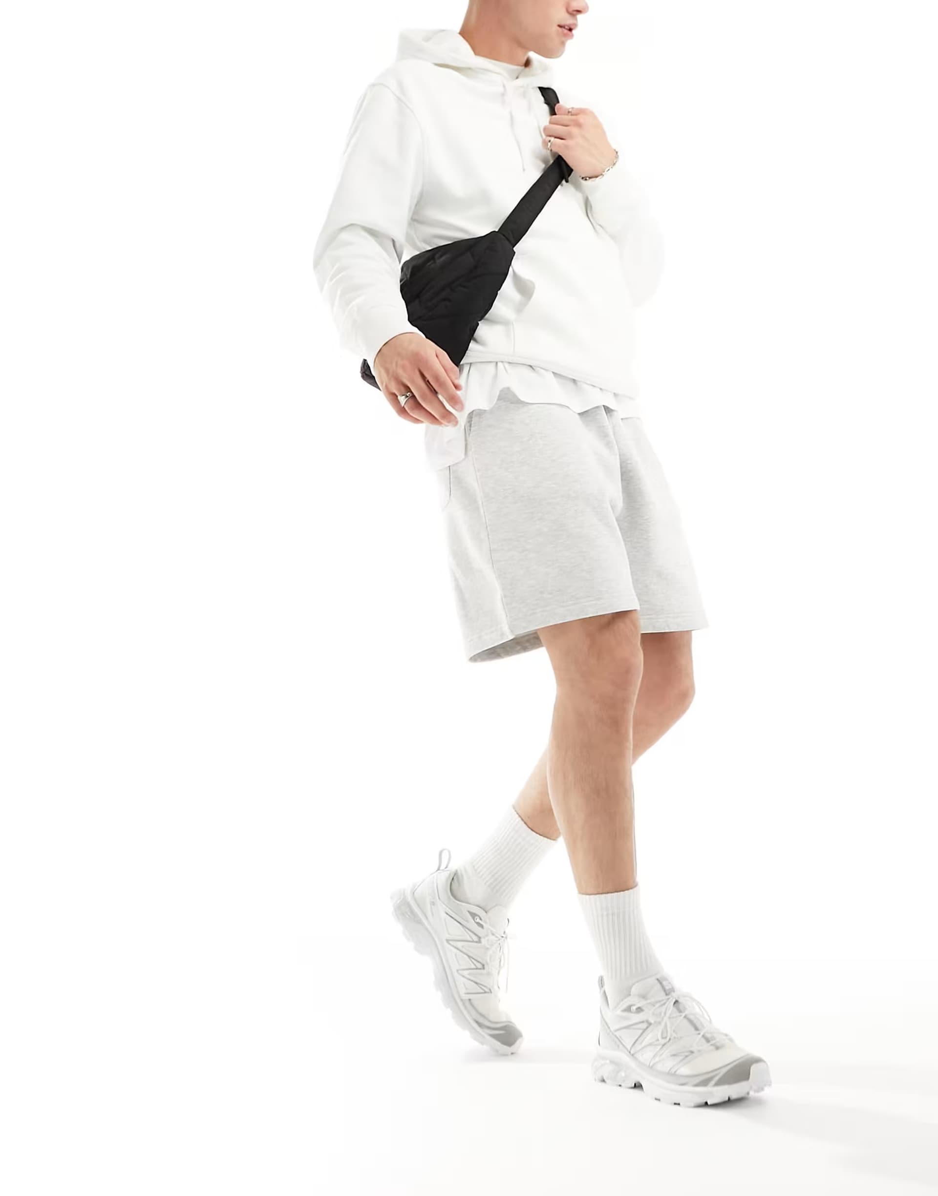 ASOS Weekday jersey shorts in grey melange